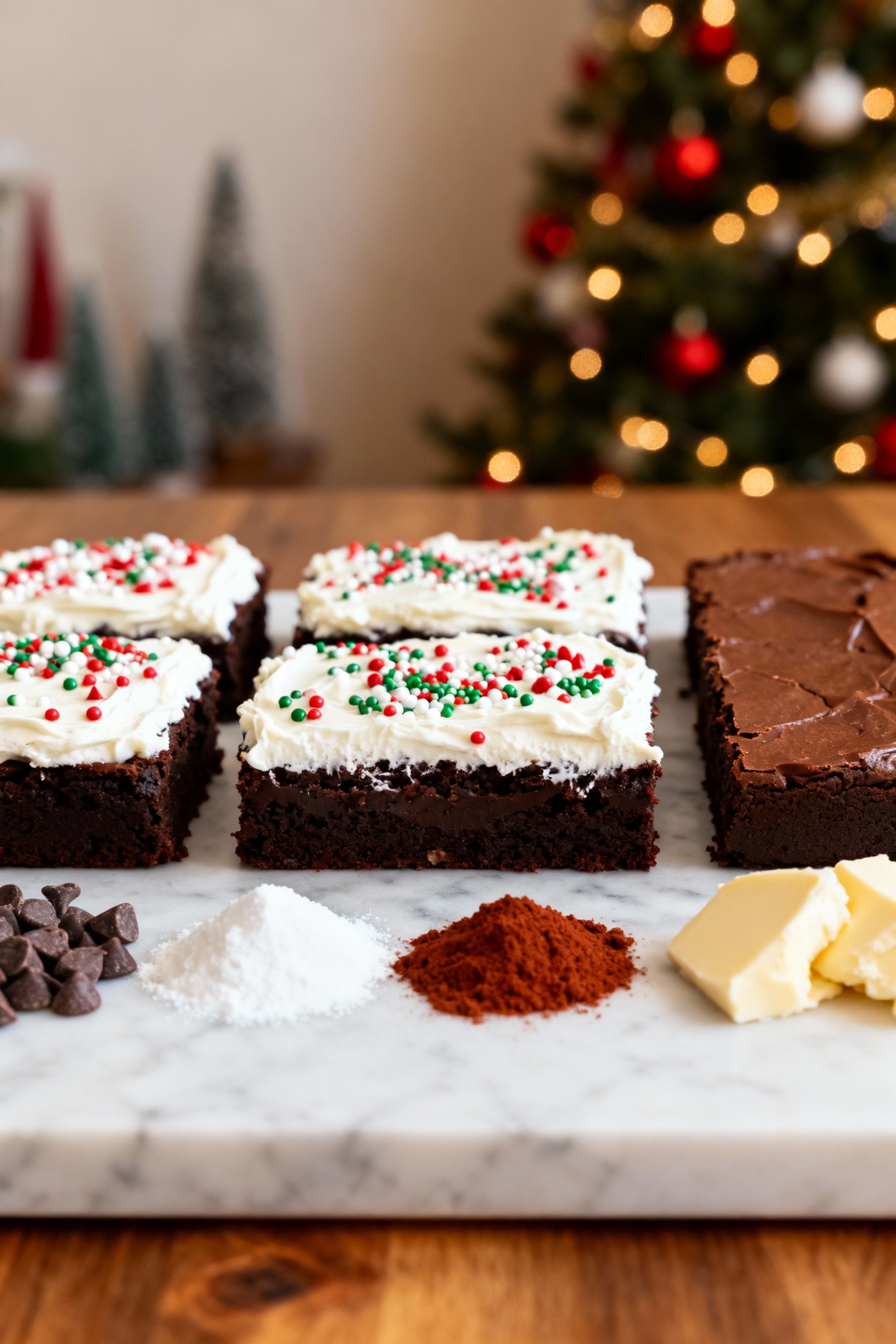 Key ingredients for Frosted Christmas Brownies recipe Frosted Christmas Brownies ingredients