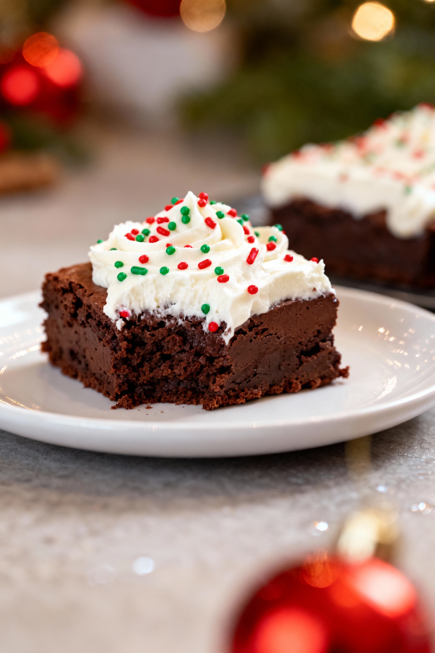 Final Frosted Christmas Brownies dish ready to serve Frosted Christmas Brownies final dish
