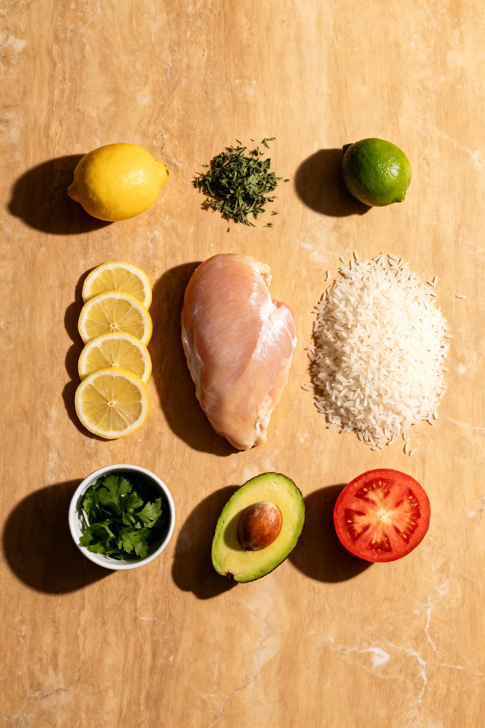 Key ingredients for Lemon Herb Chicken and Rice recipe Lemon Herb Chicken and Rice ingredients