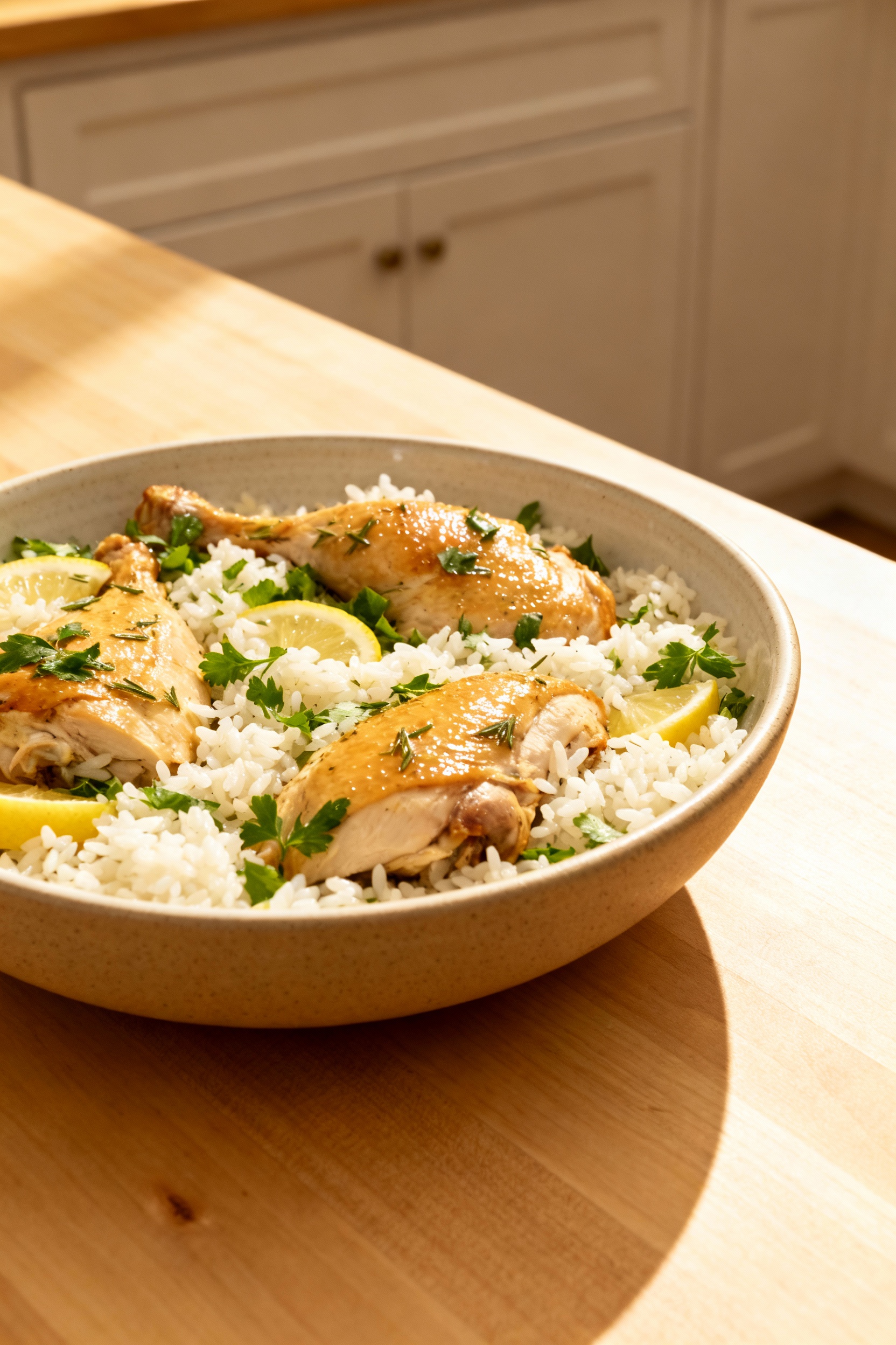 Preparing Lemon Herb Chicken and Rice recipe Lemon Herb Chicken and Rice preparation