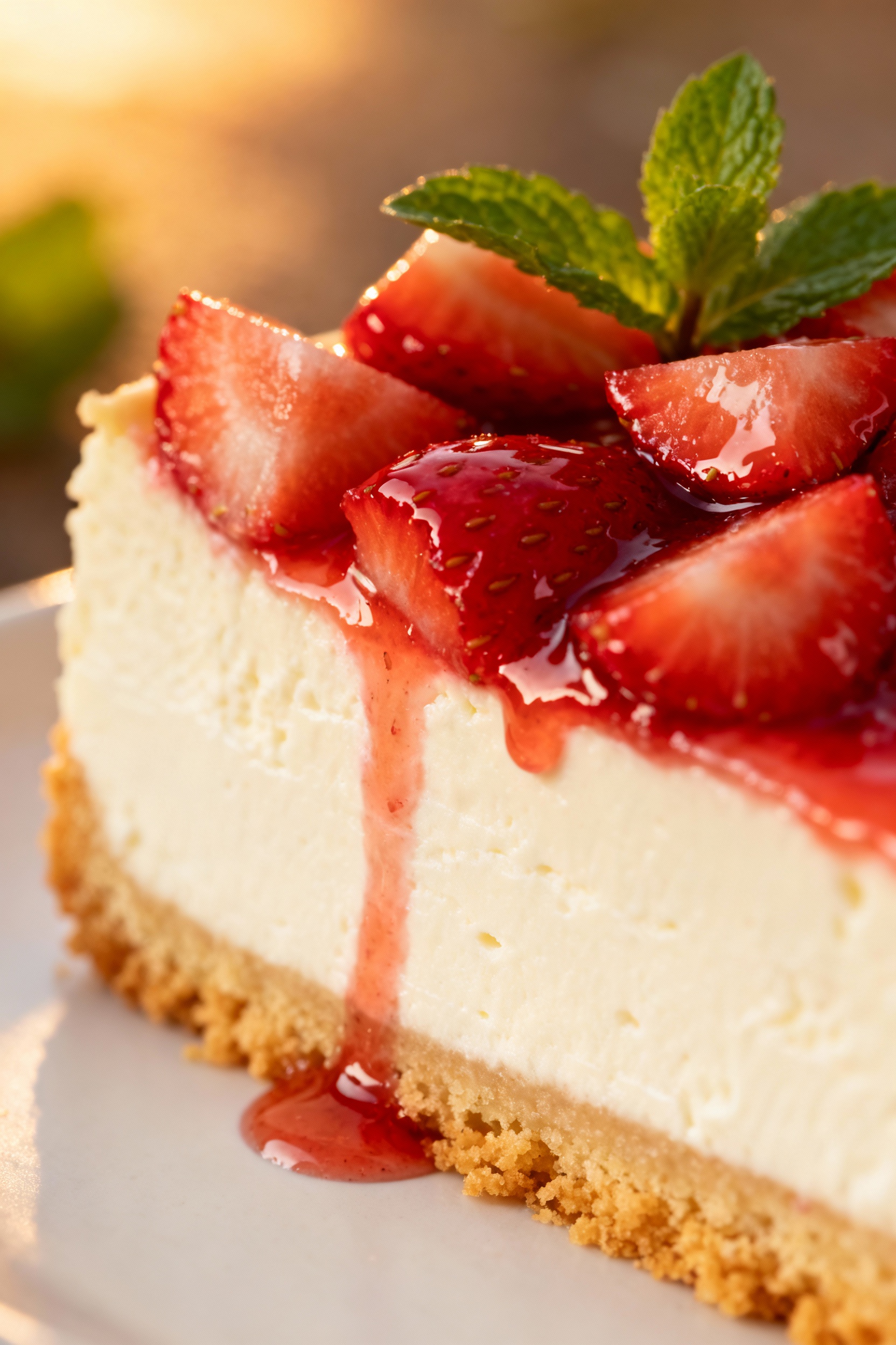 Classic Strawberry Shortcake Cheesecake - Serving