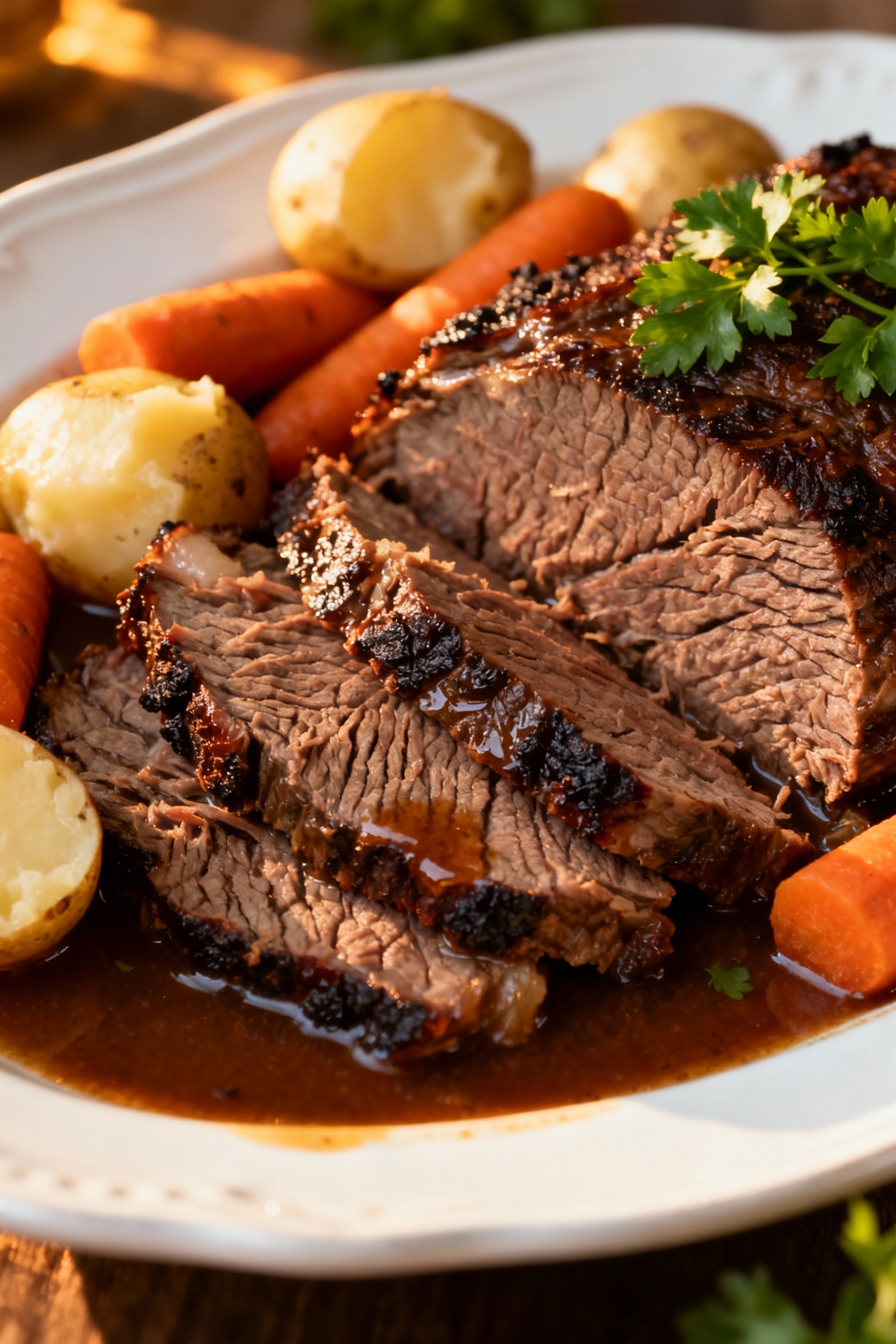 Crockpot Pot Roast with Carrots & Potatoes - Serving