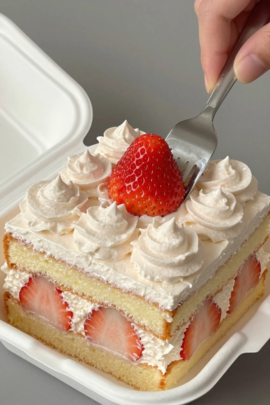 Aesthetic Strawberry Bento Cake - Steps