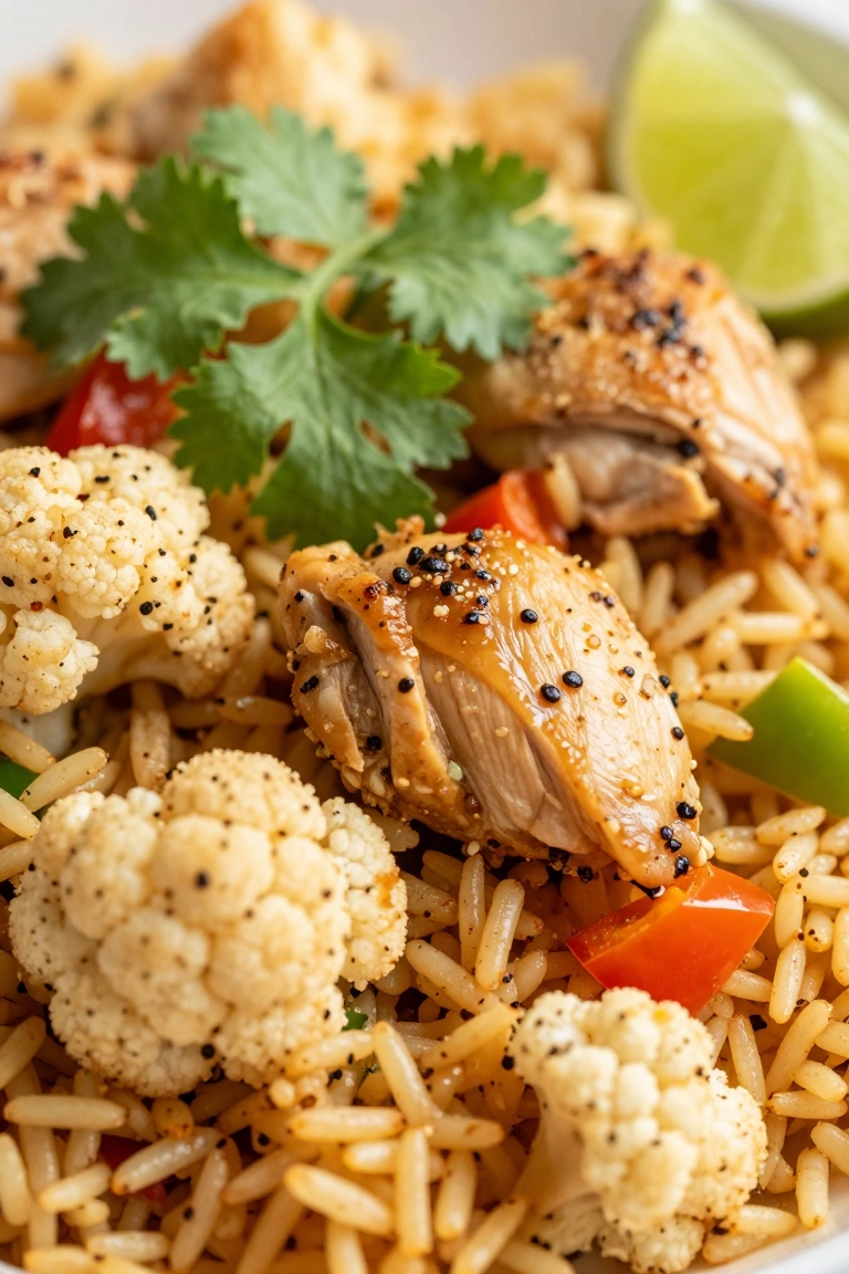Healthy Ground Chicken with Cauliflower Rice - Serving