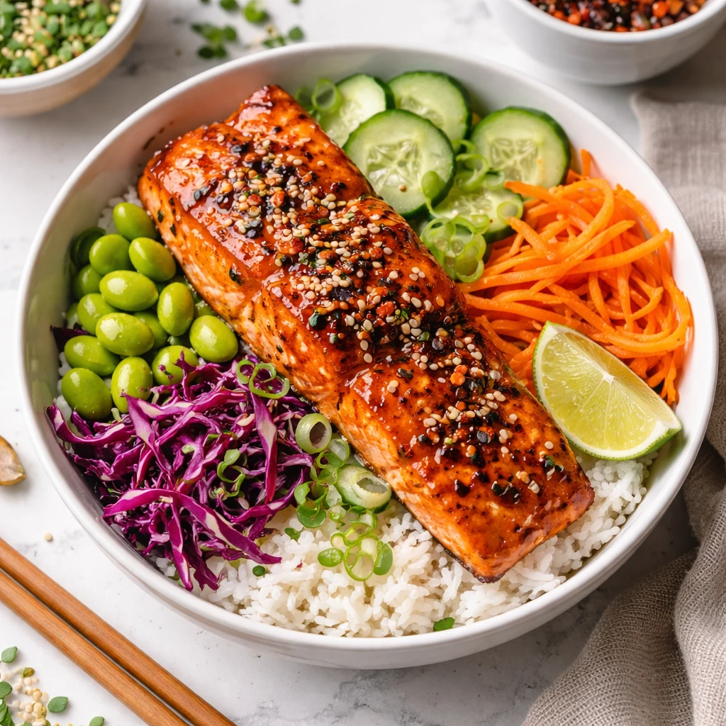 Firecracker Salmon Bowl (25 Minutes) – Fast, Flavor-Packed, Weeknight-Friendly