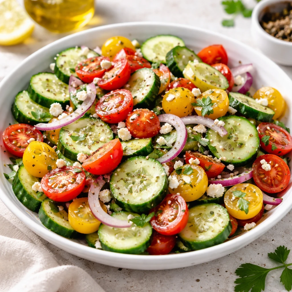 Cucumber Tomato Picnic Salad – Fresh, Simple, and Perfect for Sharing