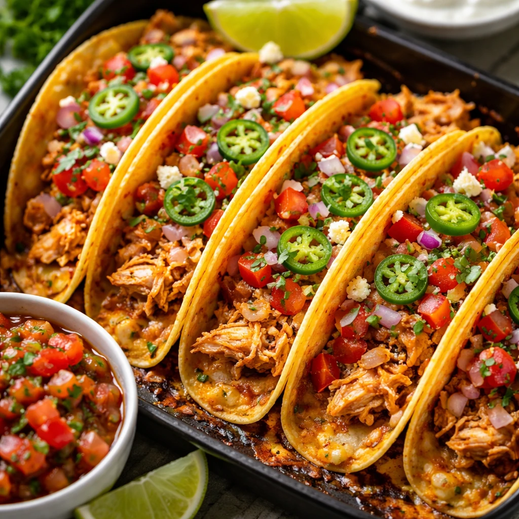 Baked Chicken Tacos – Crispy, Cheesy, Weeknight-Friendly