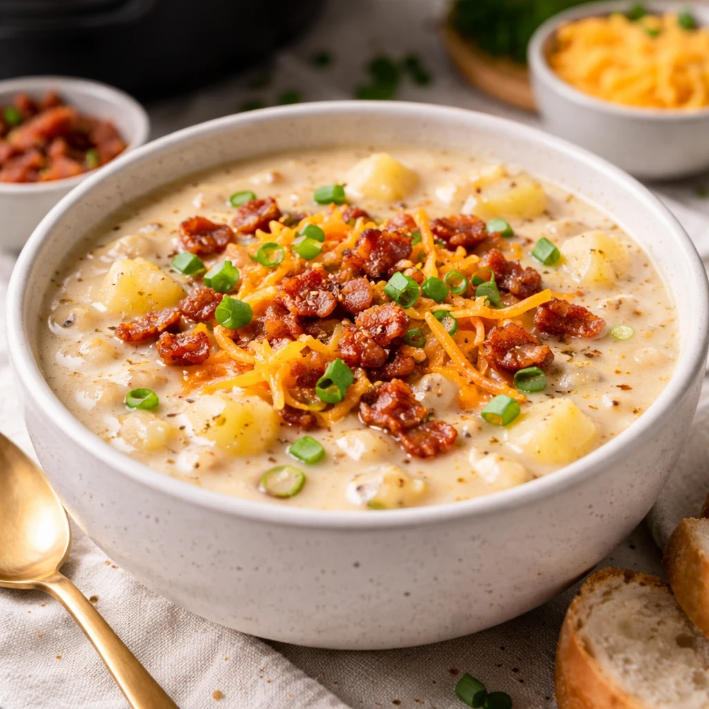 Crockpot Loaded Potato Soup – Cozy, Creamy, and Weeknight Easy